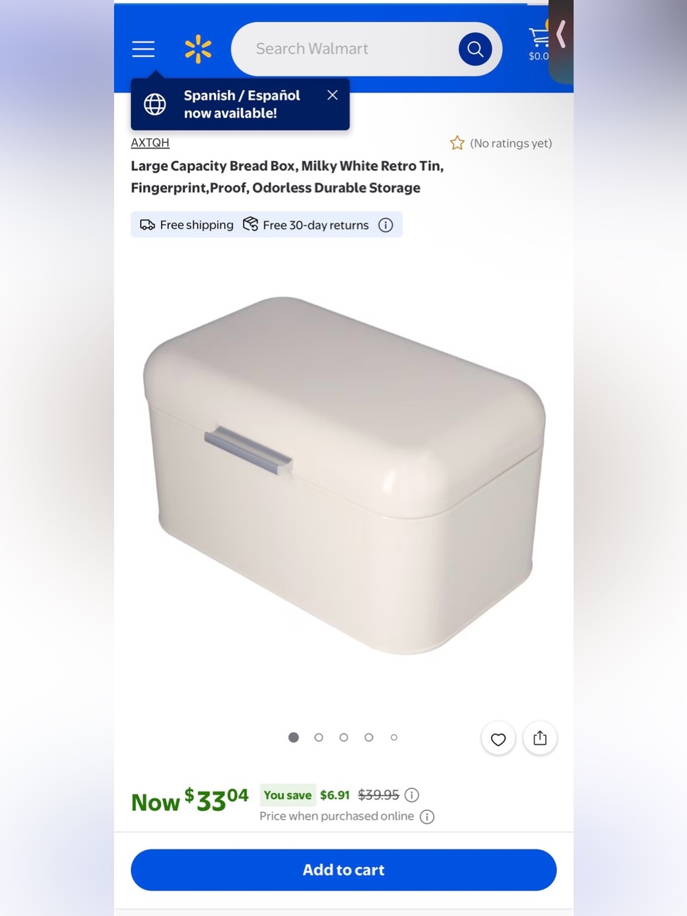 Milky White Retro Bread Box - Large Capacity Storage